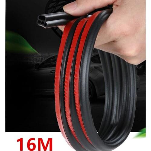 16m L-type Double Layer Car Door Rubber Seal Strip Sealing Adhesive Stickers Noise Insulation Weatherstrip Car Sound Insulation