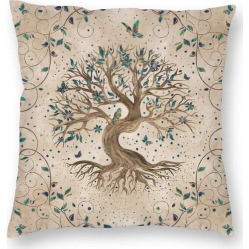 Tree Of Life Yggdrasil Cushion Cover Double Side Printing Viking Norse Floor Pillow Case for Sofa Custom Pillowcase Home Decor