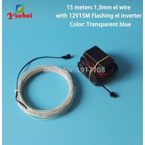 1.3mm 15Meter Electroluminescent wire Flexible Neon glowing Light Tube Rope Powered by DC12V inverter For Party Decoration