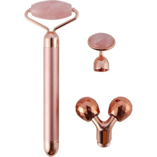 Electric Jade Massage Roller Instrument V Face Artifact Three-in-one Golden Rod Beauty Massager Without Batter