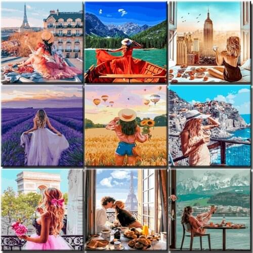 Girls Oil Painting By Numbers Romantic Set Diy Craft Handmade Kits Acrylic Paint For Adults On Canvas By Numbers Color Drawing