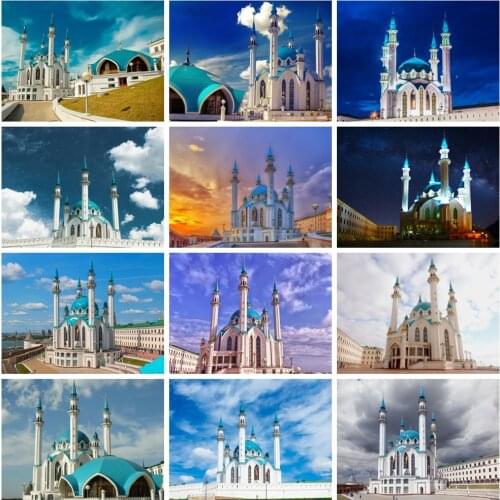 Huacan Diamond Painting Mosque Full Square Embroidery Cross Stitch Building Mosaic Scenery Diamond Art Drill