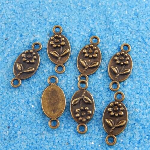 Julie Wang 50PCS Small Sun Flower Connector Antique Bronze Alloy Fashion Pendant Bracelet Jewelry Making Accessory