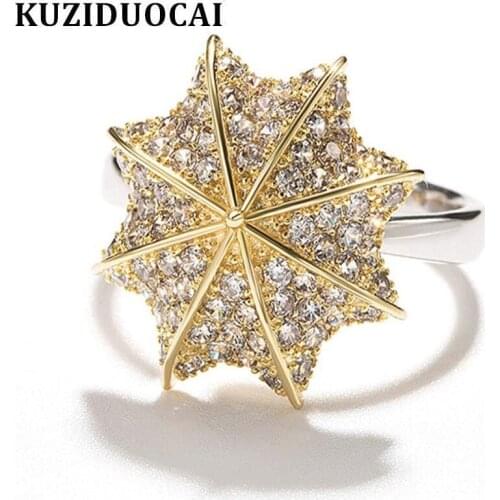 Kuziduocai 2018 New ! Fashion Fine Jewelry Copper Stainless Steel Zircon Rotatable Umbrella Wedding Rings For Women Gifts R-630