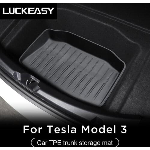 LUCKEASY model3 TPE Custom Lower trunk Mats For Tesla Model 3 2017-2021 All-Weather Waterproof and Wearable (Piano model)