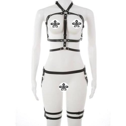 Fashion Sword Belt 2 Piece Set Leather Harness Belt For Women Sexy Body Bondage Cage Waist Belts Suspenders Straps Accessories