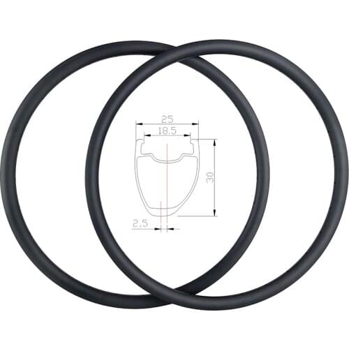 NEW ARRIVAL 360g 30mm Asymmetric Road Carbon Rims 25mm wide UD 3K 12K Twill Tubeless Clincher disc cyclocross valve holes only