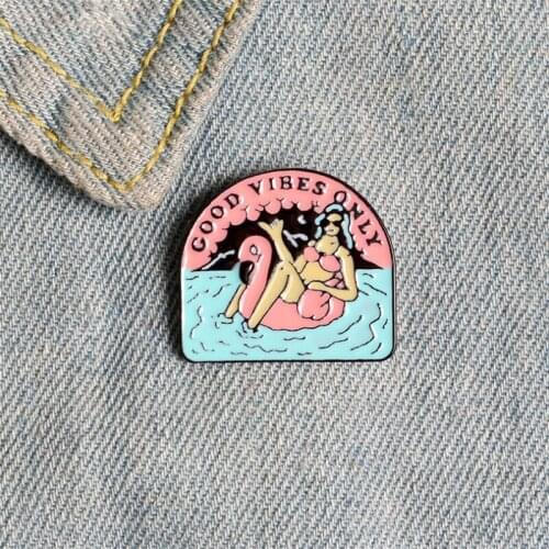 New Bikini Cute Girl Swimming Pool Badges Brooches Enamel Lapel Pin Backpack Bag Accessories Gift