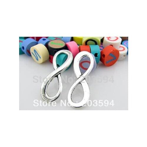 Wholesale 50Pcs fashion tibet silver digital 8 infinity Sign Charms connector 8*23mm