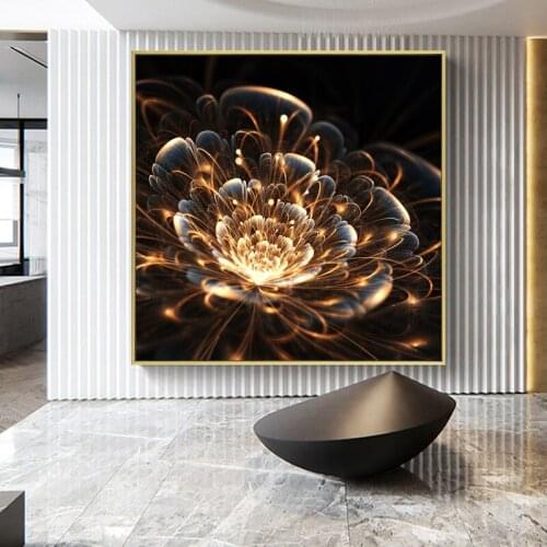 Black Golden Flower Posters Abstract Plant Canvas Prints Modern Art Wall Pictures for Living Room Home Decorative Painting
