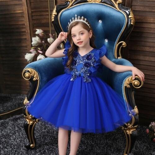 Girls Dresses Costumes Wedding Party Clothes Flower Casual Gown Princess Summer Kids Frock Dress Children Elegant Dress