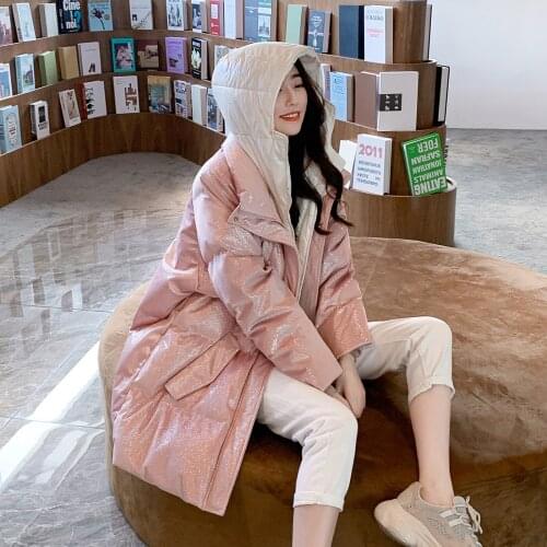 Bling bling Shiny down coats Womens Oversized Thick Duck Down Coat Female Winter Warm Fluffy Down Parkas Coats wy349