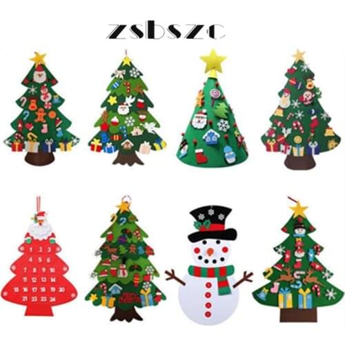 Chicknit christmas new decoration DIY Felt Christmas Tree New Year Gifts 70*95cm Santa Claus Kids Toys wall door decoration BD4