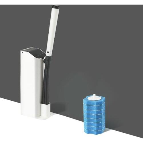 Nanjibao Bathroom Long Handle Disposable Cleaning Toilet Brush No Dead Angle Cleaning Brush Replacement Brush Head Cleaning Tool