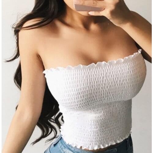 Q Sexy Sleeveless Wrapped Chest Ruched Strapless Pure Color Fashion Thin Lingerie Top Seamless One-piece Tube Tops For Women
