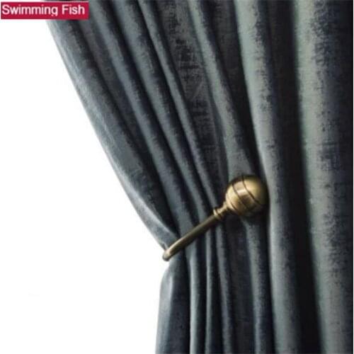Luxury blackout velvet door curtain Nordic thick pure Grey color flannel Decoration curtains Elegant Simple Bedroom Panel