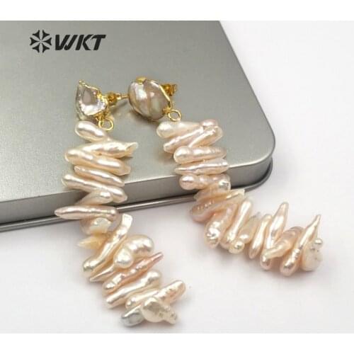 WT-E498 New Design!Has Multiple Irregular Freshwater Pearl Composed Of Drop Earrings Trendy Style Delicate Female Jewelry