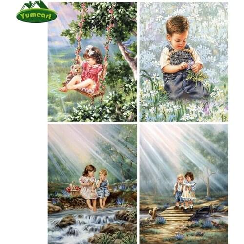 Yumeart Diamond Painting by Number Full Square Child Diamond Embroidery Mosaic Kits Portrait Rhinestone Pictures Art Home Decor