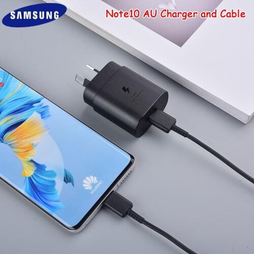 Samsung 25W Note10 Charger AU Plug Dual Type C Cable Fast Charging Wall Power Adapter For Galaxy S21 S20 Ultra A90 Note 20 10