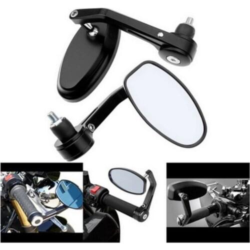 1 Pair 7/8" 22mm Universal Motorcycle Aluminum Rear View Black Handle Bar End Side Rearview Mirrors