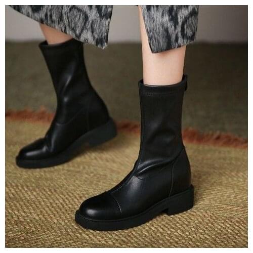 Pointed Toe Womens Boots Green Plush Ankle Keep Warm Winter Boots For Women Autumn High Heel Metal Zipper Leather Boots Women