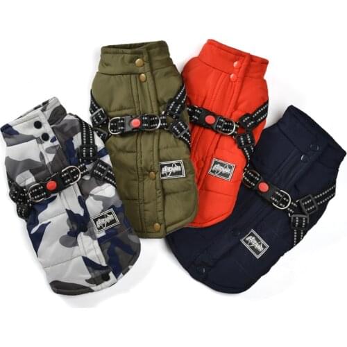 Winter Dog Clothes For Small Dogs Warm Puppy Pet Vest Jacket With Harness Reflective Adjustable Dog Coat Chihuahua Clothing