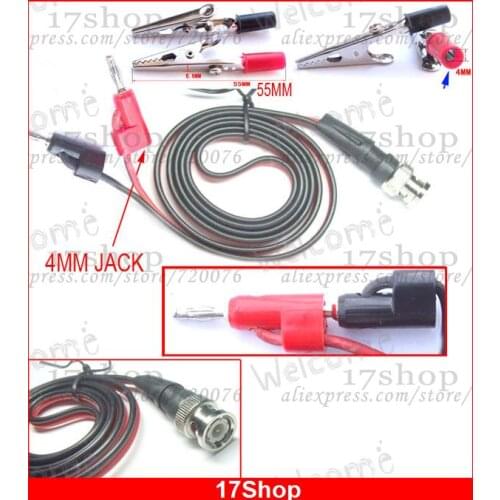 1M male BNC plug TO 4MM banana plug Cable BNC TO Alligator Clip Clamp Screw 55mm