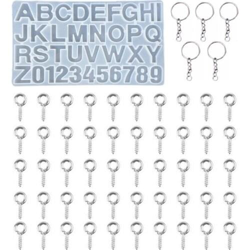 1 Set Crystal Epoxy Resin Mold Letters Number Pendants Casting Silicone Mould F3MF