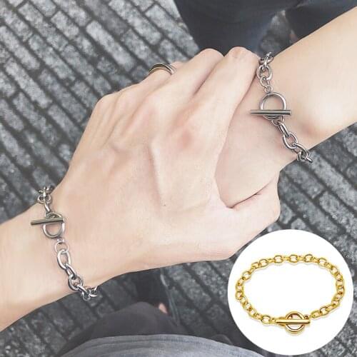 1PC Personality Fashion Alloy Cross Pair Bracelet OT Buckle Joker Round Pair Bracelet Hand Accessories Anniversary Gift