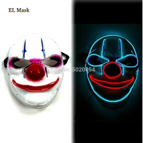 2 Colors Combined LED Mask Cosplay Costume Light Up Joker Mask Halloween Xmas Dance DJ Club Decoration