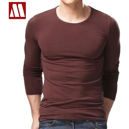 2021 Long Sleeve T Shirt Men Round Neck Top Tees Mens T Shirts Fashion Elastic Cotton T-shirt Male Tshirt High Quality Tee Shirt