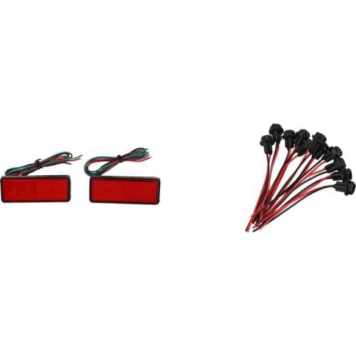 2X LED Red Reflector Tail Brake Stop Marker Light With 10X T10 W5W 168 194 Lamp Holder Socket