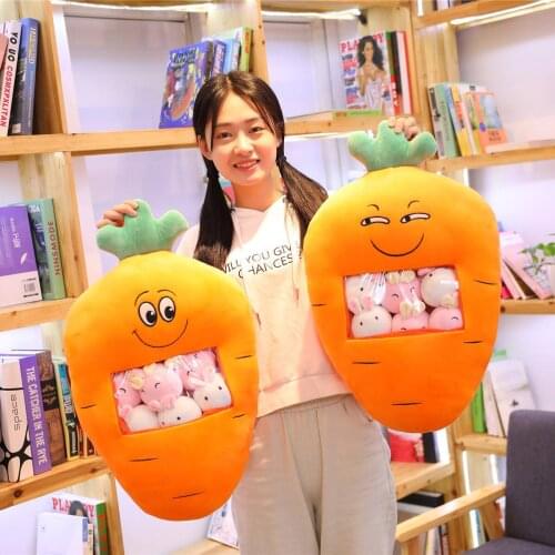 50/55cm Creative Plushie Bag Pudding Plush Toys within Mini Animals Balls Doll Kawaii Rabbit Pig Dinosaur Carrot Bag for Nap