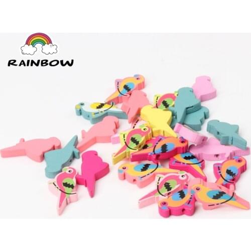 New Mixed Cute parrot Lovely Bird Wooden Spacer Beads For Jewelry making DIY 31x15mm 50pcs