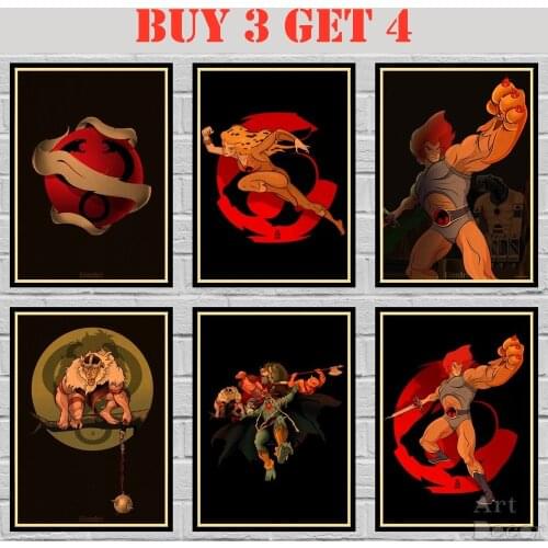 Anime Thundercats Poster Retro Cartoon Kraftpaper Poster Art Painting Abstract Fancy Wall Sticker 42X30cm