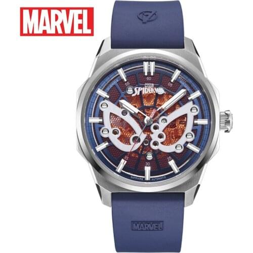 Disney Marvel automatic mechanical watch Spiderman hollow rubber trend mens Watch Water Resistant Automatic Self-Wind Rubber