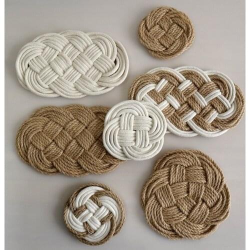 Bohemia Coaster Macrame Cotton Cup Pad Insulation Tea Mat Handmade Braid Tablecloth Jute Table Mat round napkin For Kitchen