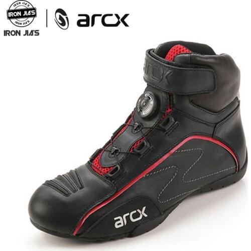 ARCX Cow Leather Motorcycle Road Racing Shoes Motorbike Leisure Ankle Cruiser Touring Biker Riding Boots with Tuning Knob Laces