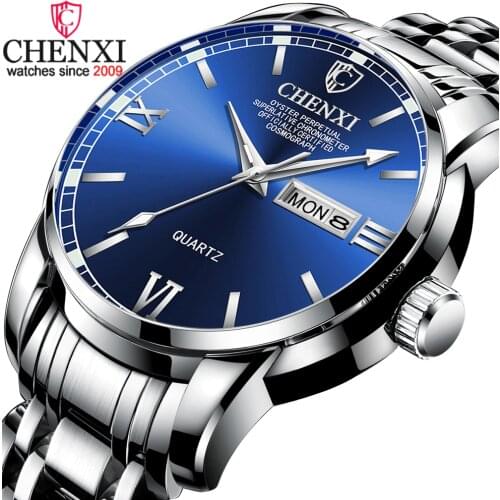 CHENXI Luxury Brand Mens Watches Stainless Steel Business Date Clock Quartz Waterproof Watch Men Wristwatch Relogio Masculino