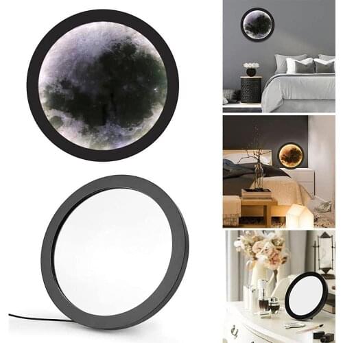 Decorative Moon Mirror Lights 25cm USB Wall-Mounted LED Makeup Mirror Moon Lamp Magic Mirror Ornament Night Light