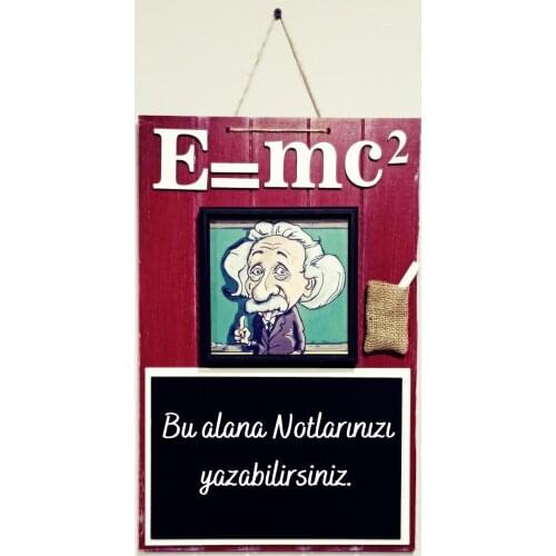 Wooden Blackboard Decorative Rope Rope Strap Blackboard E = MC2 Red