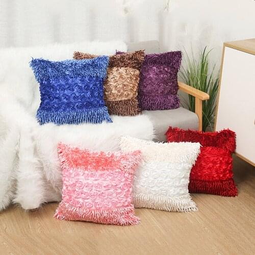 Home Decor Beige Boho Pillow Cover with Tassels 45x45cm Tufted Cushion Cover Handmade Woven Pillowcase for Sofa Living Room