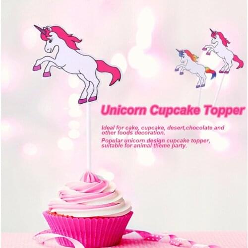 JX-LCLYL 24X Unicorn Cake Cupcake Chocolate Topper Sticks Birthday Party Decoration New