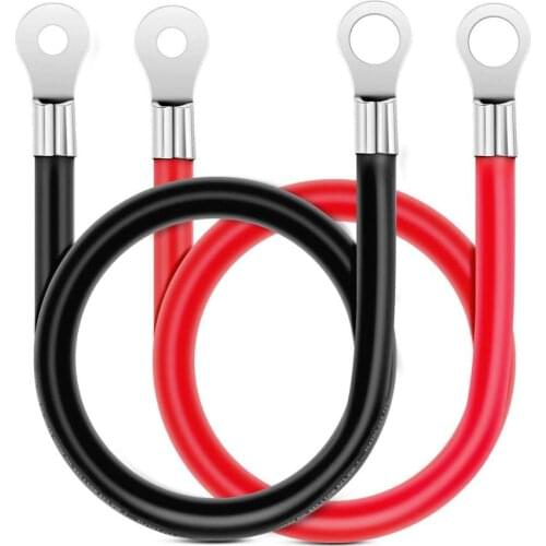 Battery Cables 6 AWG 20-Inch Red + Black Copper Battery Inverter Cable Set with Terminals for Motorcycle, Automotive, Marine,RV