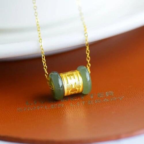 As Right as Rain Necklace Jade Clavicle Chain Cold Style Natural Hotian Jade Pendant Female Pale Blue Necklace for Girlfriend