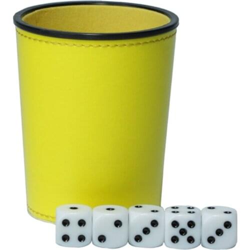 Leather PU Dice Cup Party Board Game Bar KTV Entertainment Dice Box with Dices Dropship
