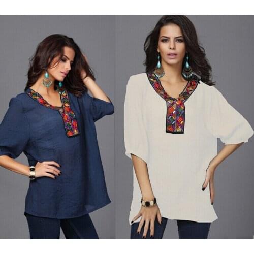 Let－Setting Women's Shirts With Embroidery