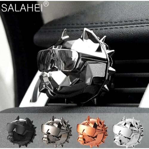 Metal Bulldog Car Perfume Air Freshener Aromatherapy For Car Air Vent Outlet Freshener Air Condition Clip Diffuser Car Goods