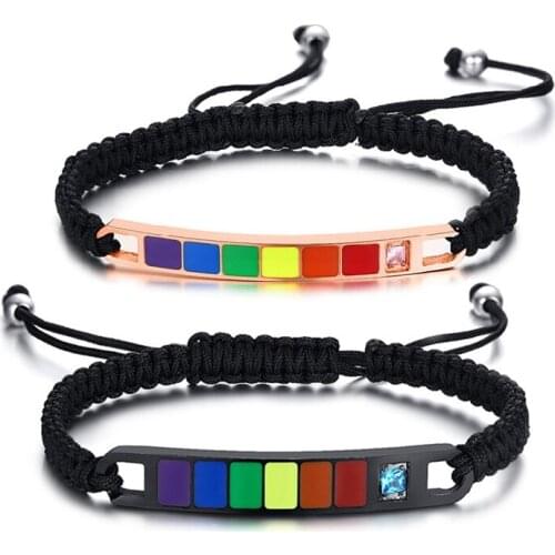 Fashion Rainbow Color Bracelets for Women Handmade Braided Rope Chain Wrist His and Her Couple Bracelet Men Gifts DIY Jewelry