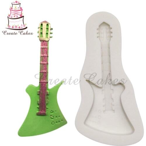 Fashion Guitar Pattern Silicone Molds for Cake Baking Cake Tool Chocolate Fondant Cake Decorating Mold